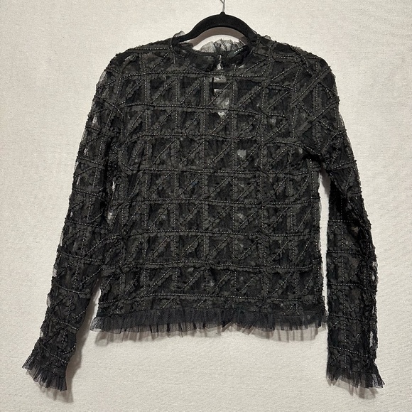 Endless Rose Black Textured Blouse - Picture 1 of 6